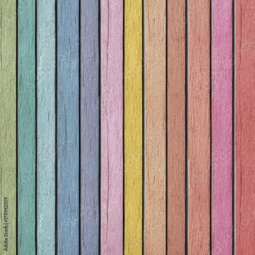pastel rainbow wood slats wall background for design