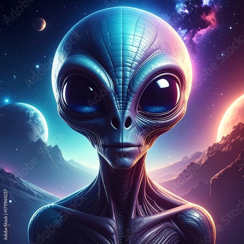 Alien portrait in space