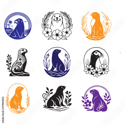 Floral Sea lion SVG Bundle
