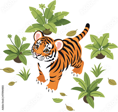 Playful Tiger Cub in Isometric Jungle 2