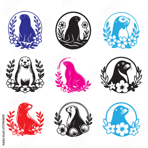Floral Sea lion SVG Bundle