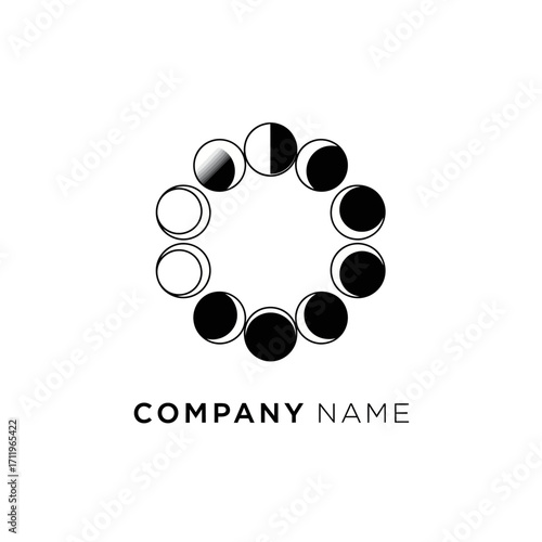 Circular Moon Phases Illustration for Company Logo Design.