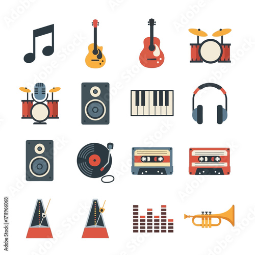 Collection of Musical Instruments and Audio Equipment Icons.