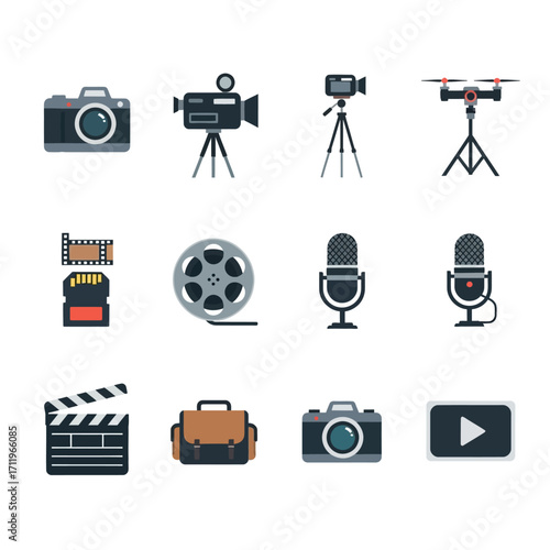 Collection of Video and Photography Equipment Icons.