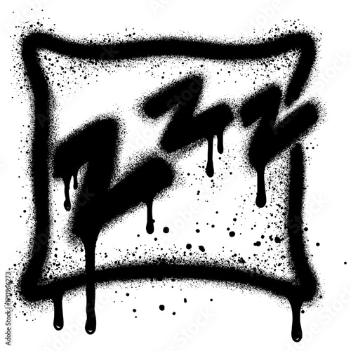 Pillow and cushion in graffiti style with black spray paint.