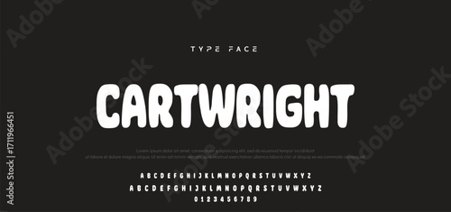 Playful cartoon Font, funky typeface for joyful brings life designs like children's artwork, birthday invitations, playful branding, and carnival typography. Vector typeset