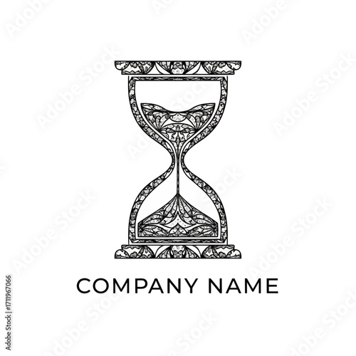 Intricate Hourglass Illustration - A Symbol of Time and Detailed Design.