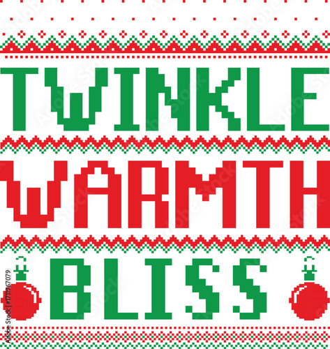 twinkle warmth bliss - christmas sweater t shirt Design, Creative Xmas sweater pattern made for printing projects