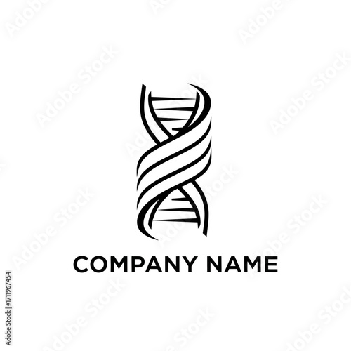 Minimalist DNA Helix Strand Graphic for Science and Biotechnology Company Logo.