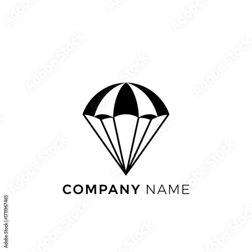 Minimalist Parachute Icon for Skydiving or Adventure Company Logo Design.