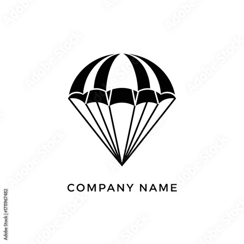 Minimalist Parachute Icon for Adventure Sports Company Logo Design.