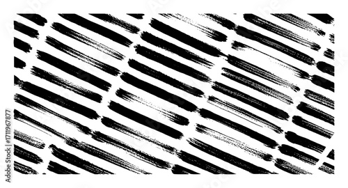 Black Diagonal Brush Strokes on White Background - Abstract Pattern
