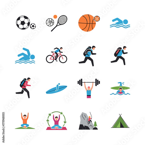 Sports and Activities Icons Set - Diverse Athletic Pursuits.