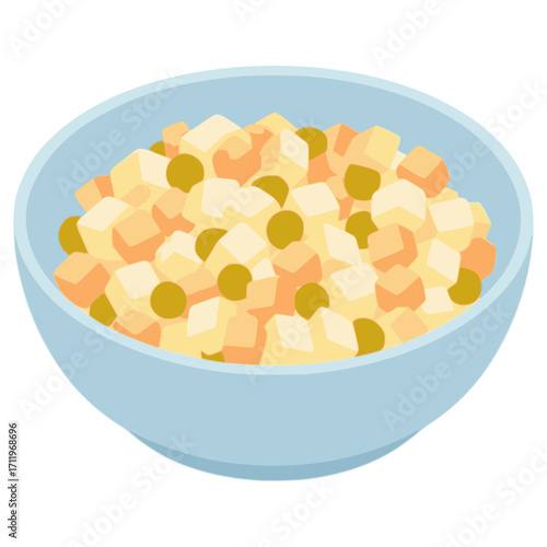 Salatka Jarzynowa Polish cold vegetable salad flat color vector illustration template design