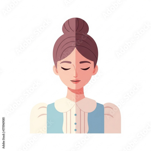 Illustration of a woman with her hair in a bun