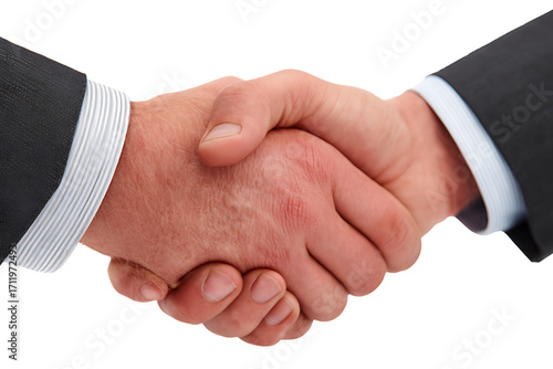 Firm Business Handshake, isolated on a transparent background.