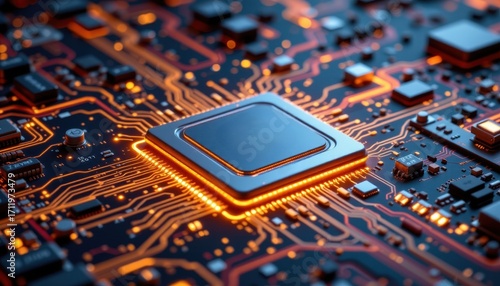 Wallpaper Mural futuristic cinematic visualization of nanoscale transistor switching billions of operations hyper realistic semiconductor detail showing advanced microchip electronic architecture on silicon substrate Torontodigital.ca