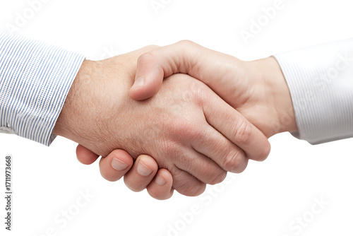 Cordial Business Handshake with hands in close-up, isolated on a transparent background.