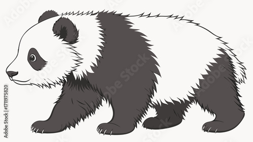 Cute Panda Bear Cub Walking Adorable Wildlife Illustration Cartoon Animal Design for Kids.