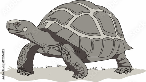 Giant Tortoise Illustration Shell Reptile Wildlife Nature Drawing Cartoon Animal Zoology Herpetology Exotic Animal Endangered Species Conservation Wild Animal Reptilian Scaled Cre.