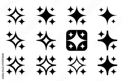 Collection of Sparkling Star Icons and Symbols