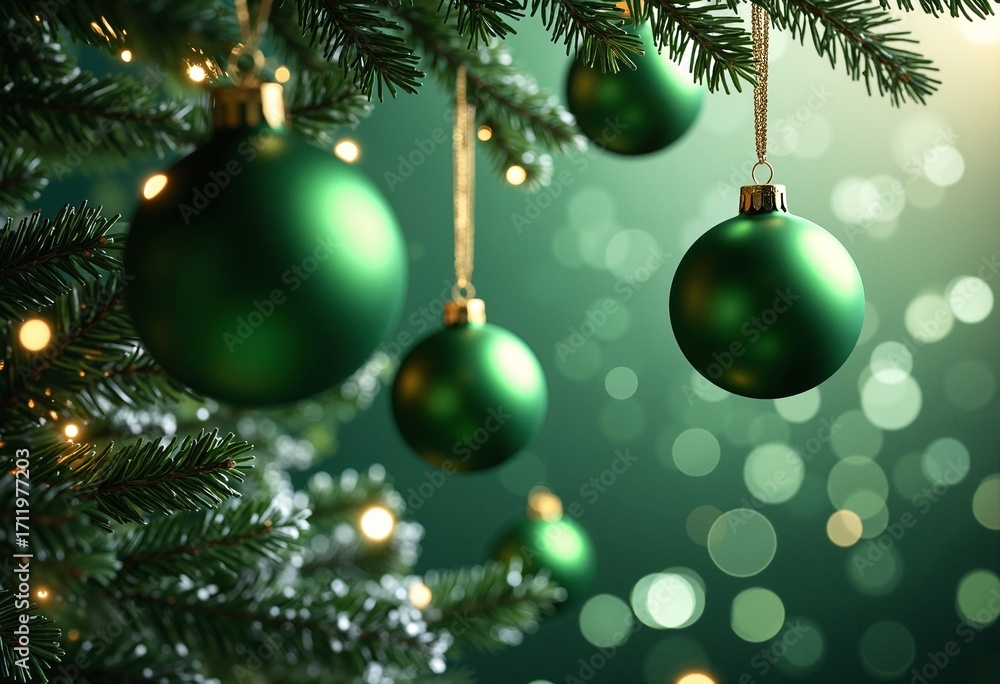 Naklejka premium Abstract banner with green christmas balls