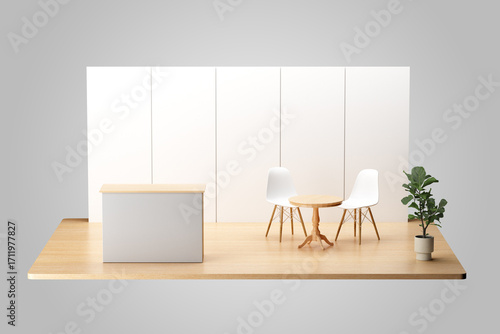 Exhibition Booth Mockup with Furniture