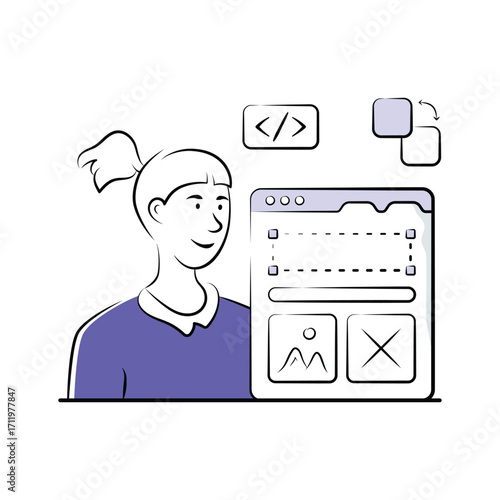 Grab this amazing hand drawn illustration of user experience in modern style