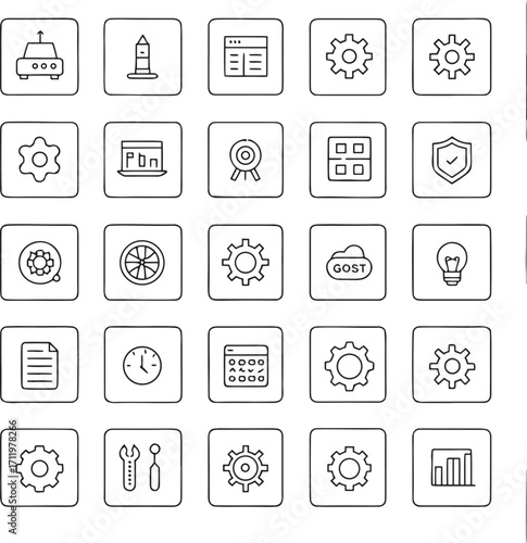 Simple Line Icons Gear, Tech, Web