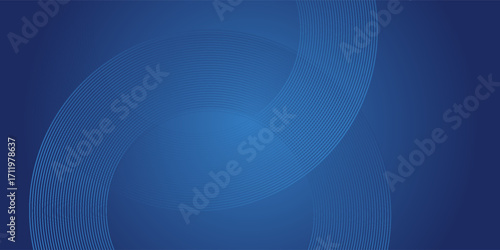 Dark blue abstract vector background with bright and elegant glowing circle lines stacked together, 3D cover of business