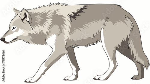 Walking wolf grey wolf illustration canine profile wild animal artwork predator design furry creature wolf vector wildlife image nature graphic animal illustration wolf silhouette cani.