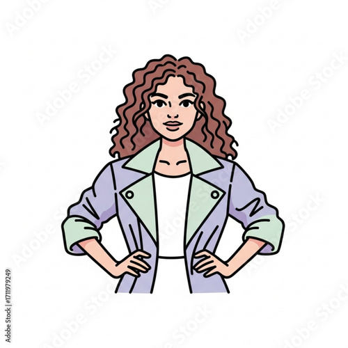 Illustration of a confident woman with curly hair