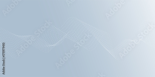 Top bacground wave line pattern and dot line particle on white, gray color vector. Modern graphic design. Flowing halftone, gradient curve shape for data futuristic, modern