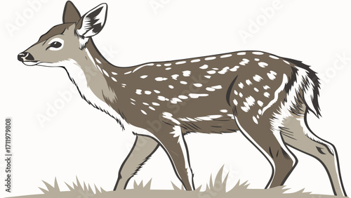 Spotted fawn illustration wildlife animal design cute deer graphic nature artwork forest creature image baby deer drawing wild animal art woodland animal picture deer silhouette elegant.