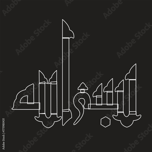 Vector of Arabic calligraphy version of shahada text (Muslim's declaration of belief in the oneness of God and acceptance of Muhammad as God's prophet)