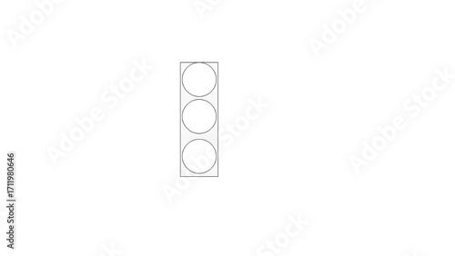 Outline of Vertical Traffic Light – isolated on white background