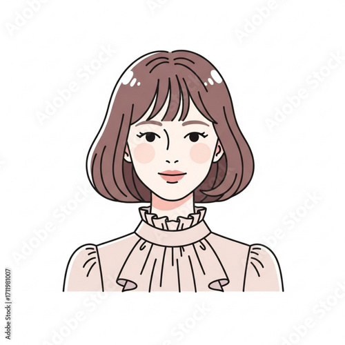 Illustration of portrait of a young woman with short brown hair