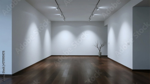 Wallpaper Mural An empty modern art gallery with white walls and wooden floor Torontodigital.ca