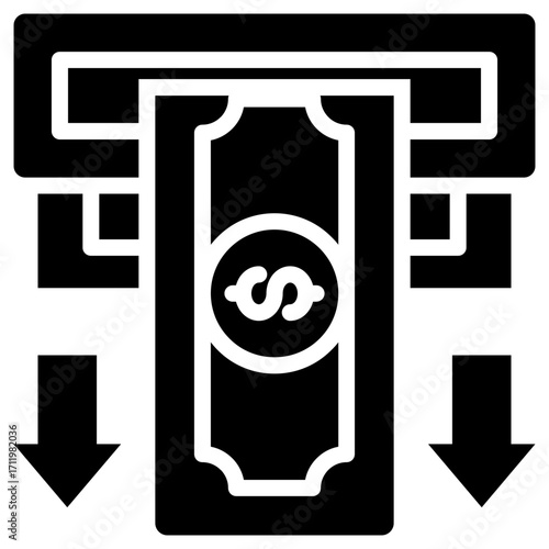 Cash withdrawal icon isolated on white background. vector illustration icon for digital nomad