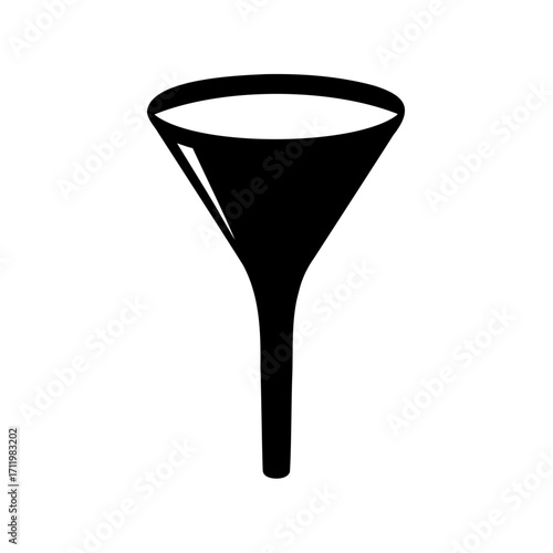Simple black and white vector illustration of a laboratory funnel object