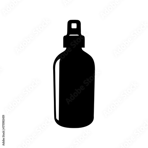 Silhouette of a refillable bottle with spray nozzle, a practical and reusable container