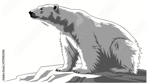 Stylized Polar Bear Illustration Arctic Animal Wildlife Design Monochrome Graphic Nature Art Winter Theme Mascot Concept.