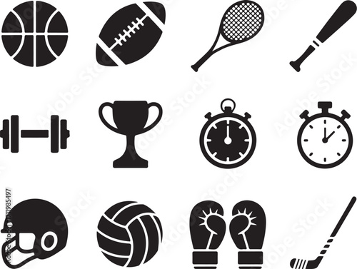 Sports icons showcase fitness and competition