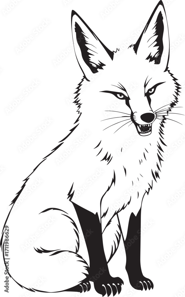 Obraz premium The Angry Fox. Hand drawn vector illustration