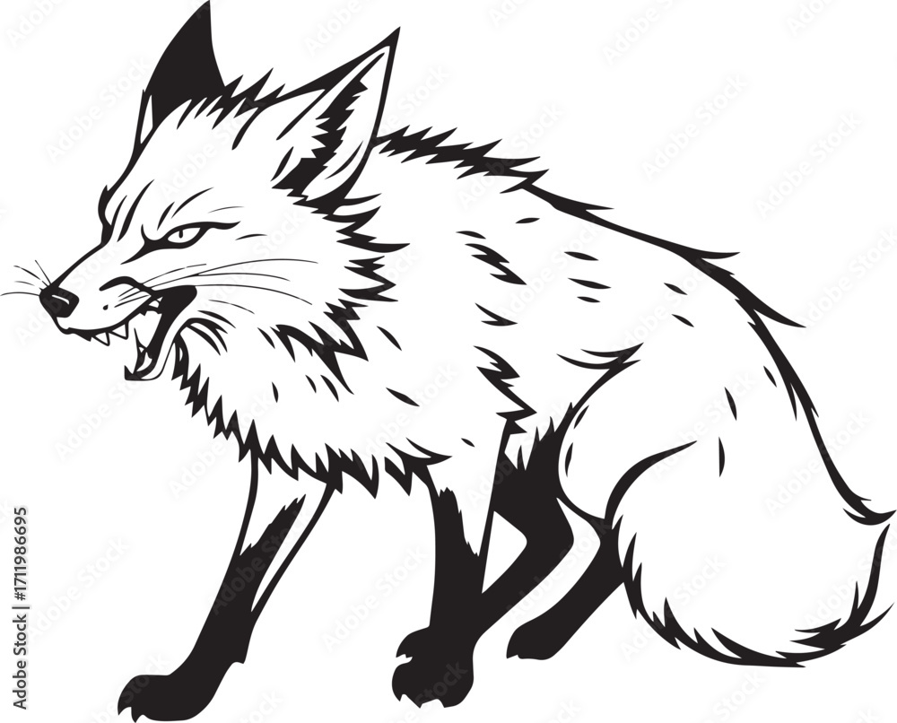 Obraz premium The Angry Fox. Hand drawn vector illustration