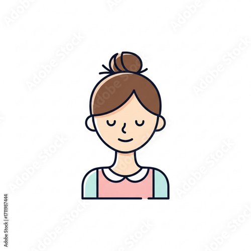 Illustration of young woman with hair bun