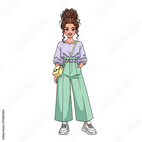 Illustration of young woman in casual outfit