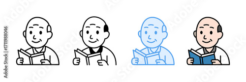 Elderly Man Traditional Outfit Icon Set Multiple Style Collection