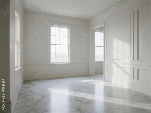 Wallpaper Mural Bright and empty room with white walls and large windows Torontodigital.ca