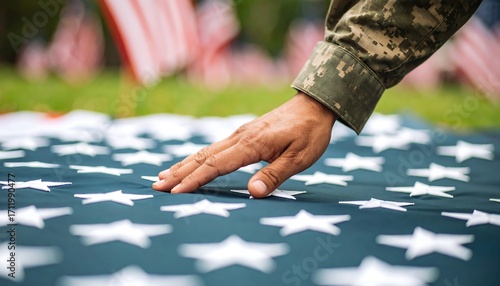 Soldier honoring flag